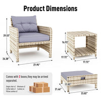 Pamapic Rattan Patio Chairs with Ottoman (5 Pieces)