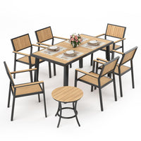 Pamapic Aluminum and Plastic-Wood Outdoor Dining Table Set