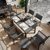 Pamapic Aluminum and Plastic-Wood Outdoor Dining Table Set