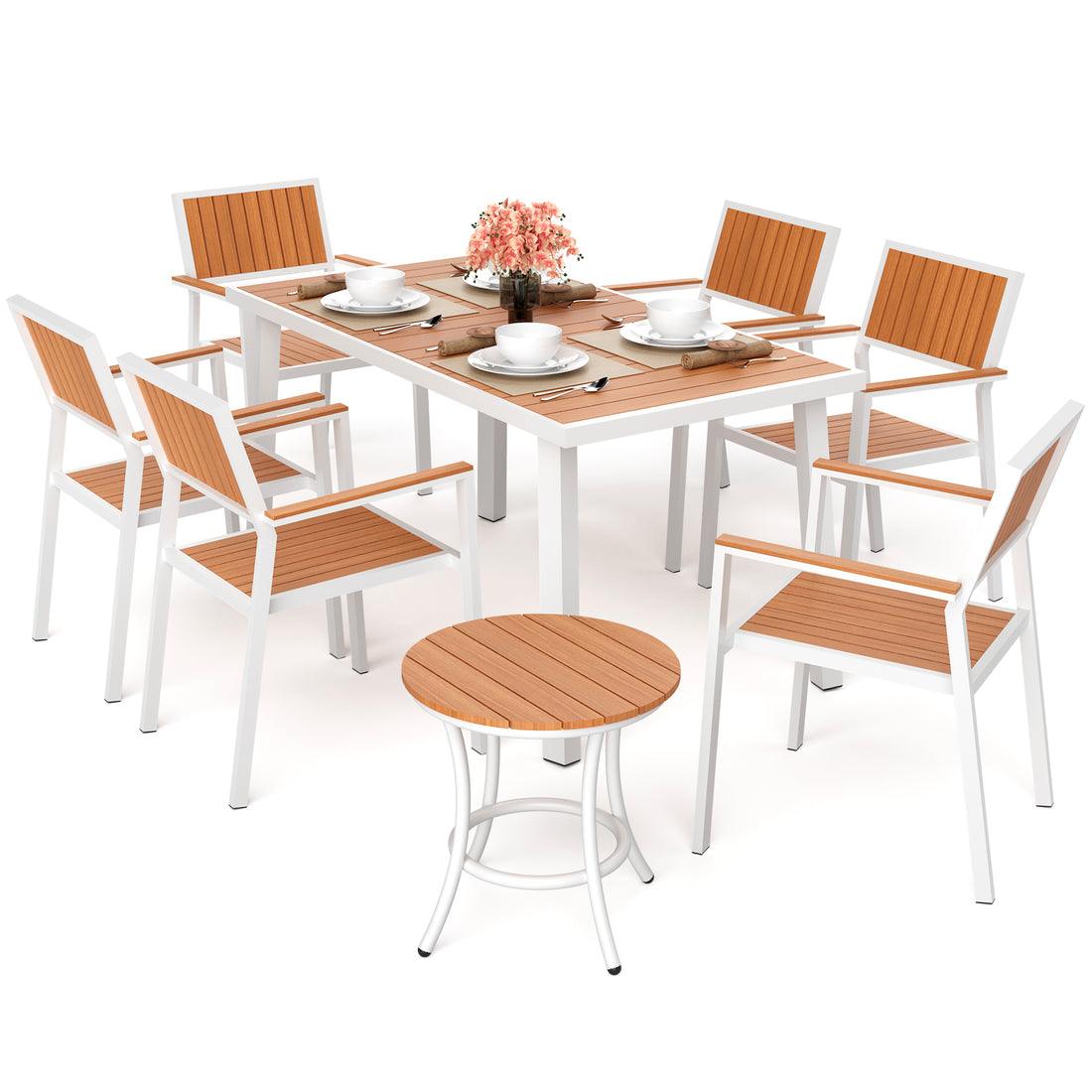 Pamapic Aluminum and Plastic-Wood Outdoor Dining Table Set