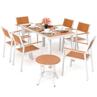 Pamapic Aluminum and Plastic-Wood Outdoor Dining Table Set