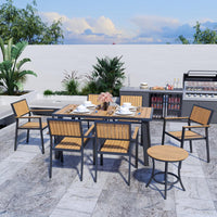 Pamapic Aluminum and Plastic-Wood Outdoor Dining Table Set