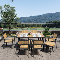 Pamapic Aluminum and Plastic-Wood Outdoor Dining Table Set