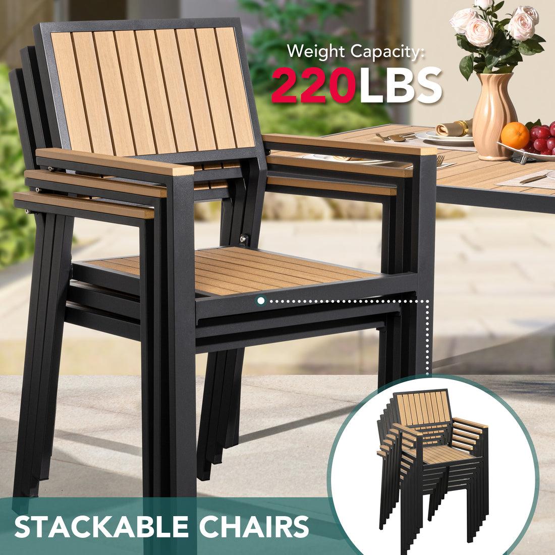 Pamapic Aluminum and Plastic-Wood Outdoor Dining Table Set