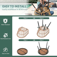Pamapic Patio Round Dining Set with Wood Table Top & Wicker Rattan Chairs