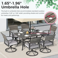 Pamapic Dining Table with 6 Swivel Chairs (7 Pieces)