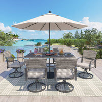 Pamapic Dining Table with 6 Swivel Chairs (7 Pieces)