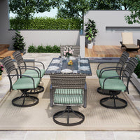 Pamapic Dining Table with 6 Swivel Chairs (7 Pieces)