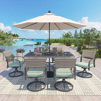 Pamapic Dining Table with 6 Swivel Chairs (7 Pieces)