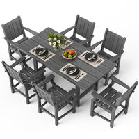 Pamapic HDPE Outdoor Dining Table and Chairs with Umbrella Hole