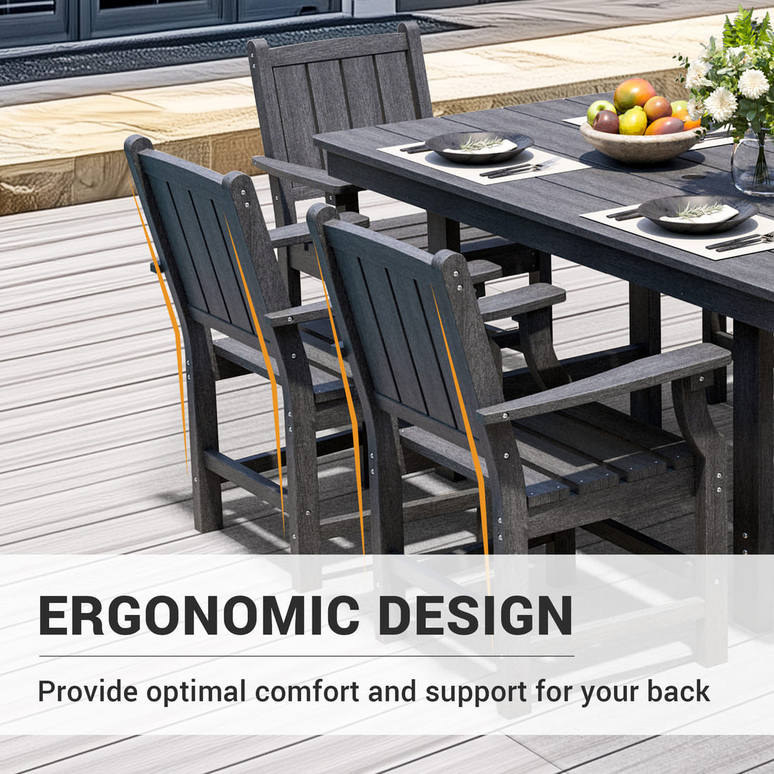 Pamapic HDPE Outdoor Dining Table and Chairs with Umbrella Hole