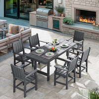 Pamapic HDPE Outdoor Dining Table and Chairs with Umbrella Hole