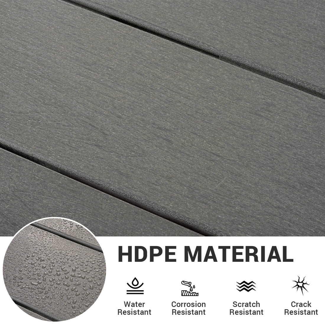 Pamapic HDPE Outdoor Dining Table and Chairs with Umbrella Hole