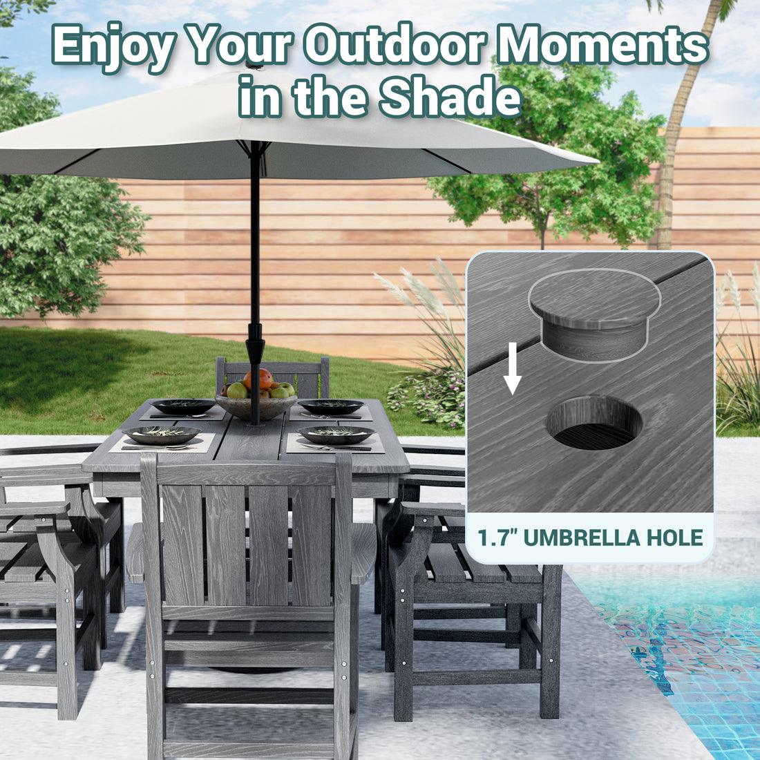 Pamapic HDPE Outdoor Dining Table and Chairs with Umbrella Hole