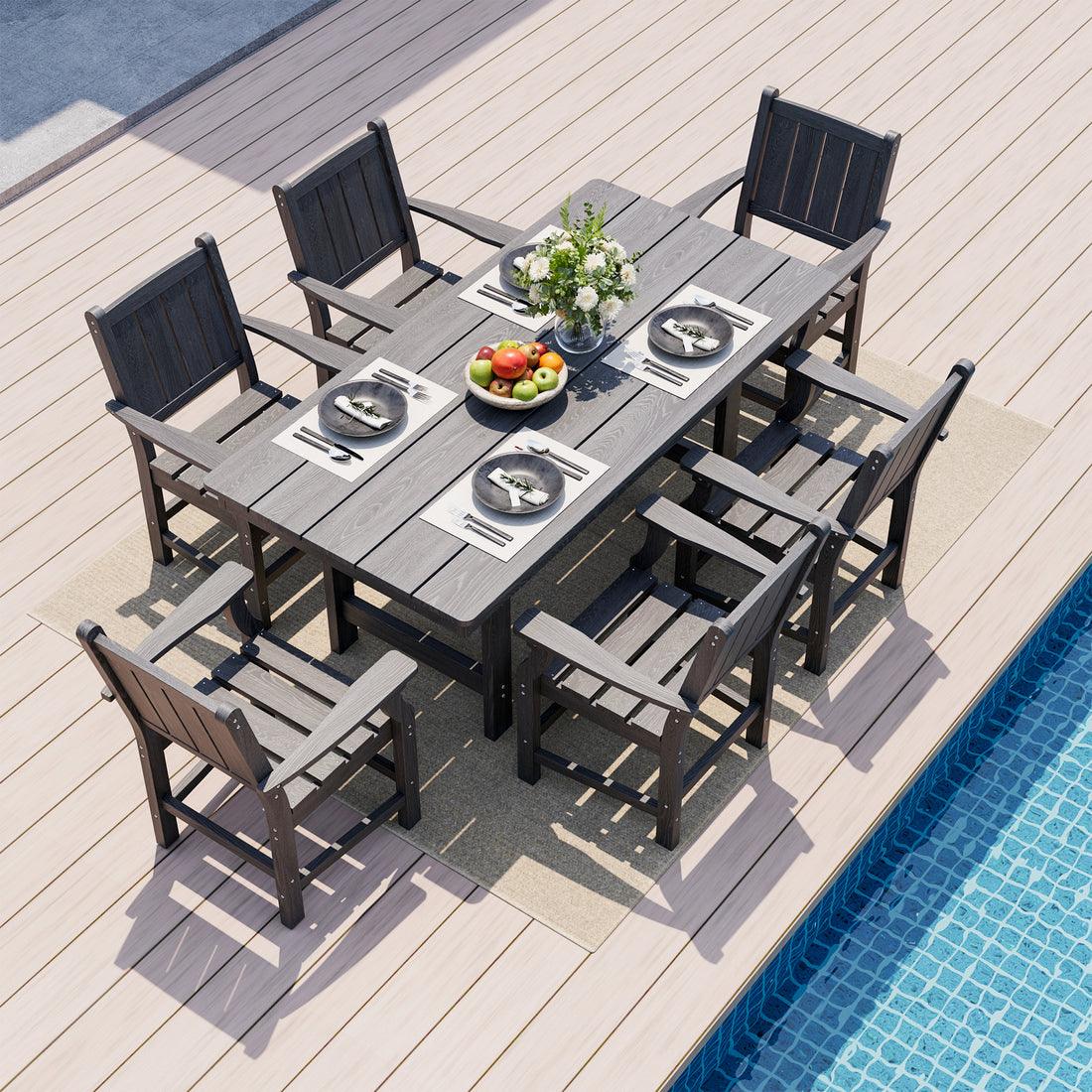 Pamapic HDPE Outdoor Dining Table and Chairs with Umbrella Hole