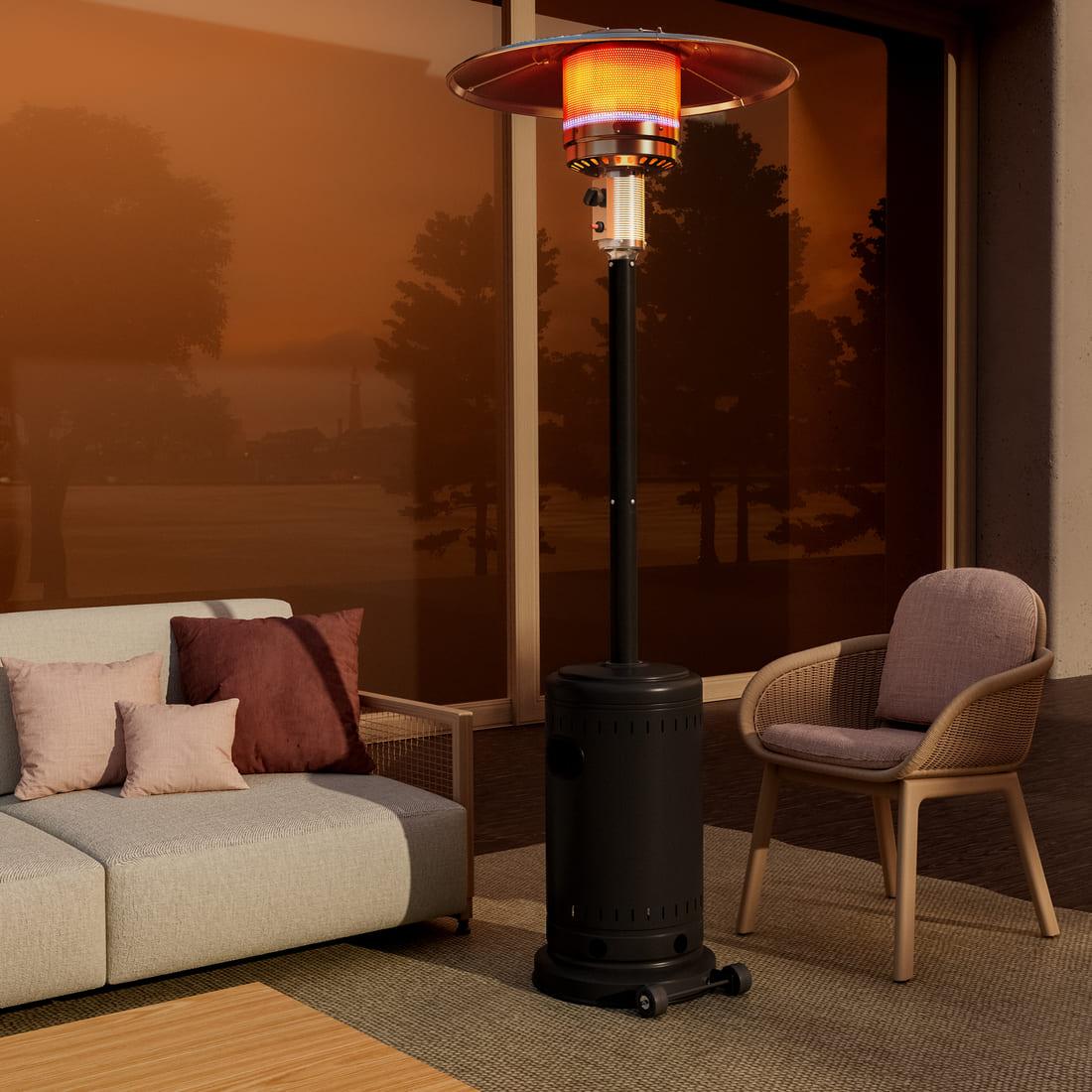 Pamapic 48000 BTU Propane Freestanding Patio Heater with Cover & Wheels for Outside Decks