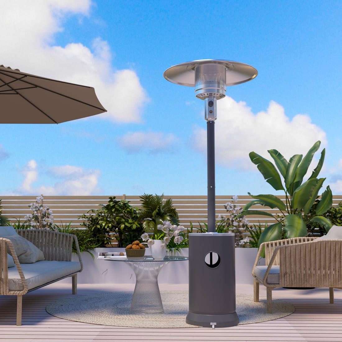 Pamapic 48,000 BTU Patio Heater Propane with Table Design & Wheels, Commercial & Residential