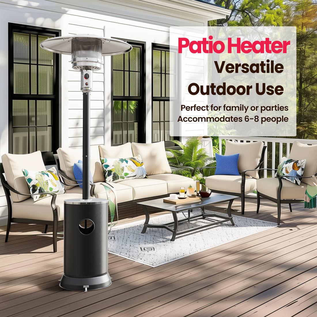Pamapic 48,000 BTU Patio Heater Propane with Table Design & Wheels, Commercial & Residential