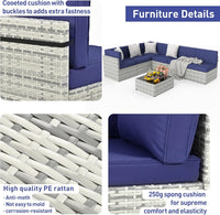 Pamapic Rattan Outdoor Sectional Couch Set  (7 Pieces)