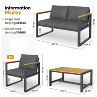 Pamapic 4 Pieces Modern Patio Conversation Sets with Cushion