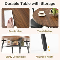 Pamapic Modern Round Dining Table Set for 4 with Meta Frame, Walnut