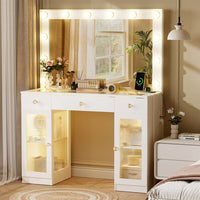 Makeup Vanity Desk with 12-Bulb Lighted Mirror