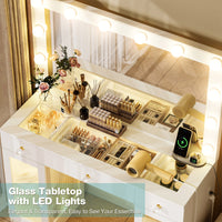 Makeup Vanity Desk with 12-Bulb Lighted Mirror