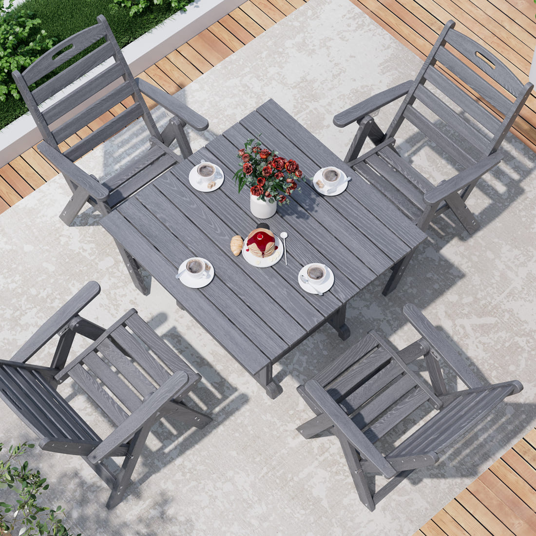 Corex HDPE Foldable Dining Set, 5-Piece