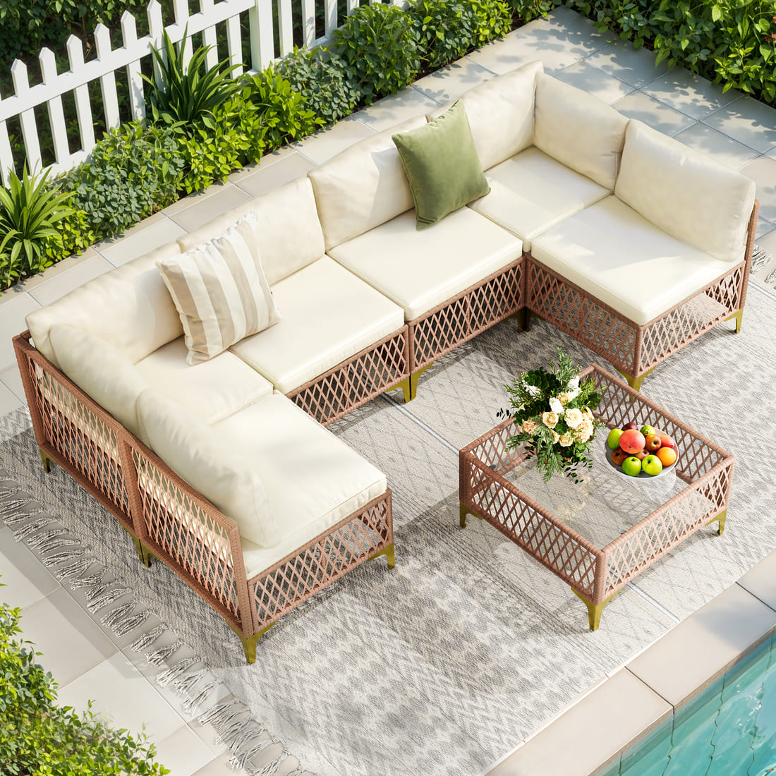 Axis 70.2" Boho Outdoor Sectional Set, 7-Piece