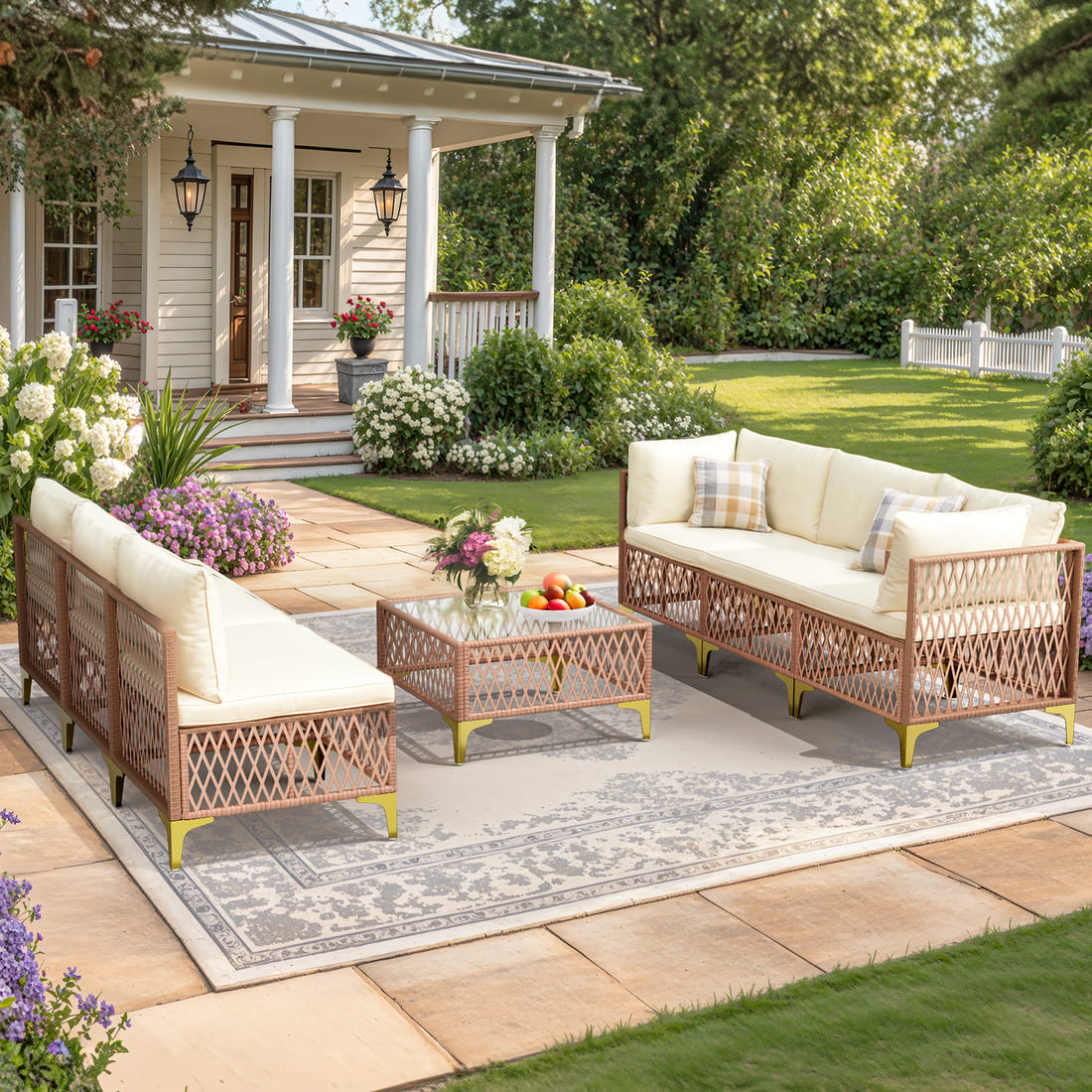 Axis 70.2" Boho Outdoor Sectional Set, 7-Piece