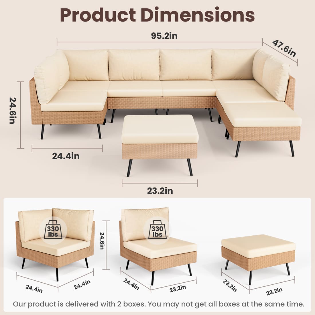 Axis 95.2" Coastal Outdoor Sectional Set, 8-Piece