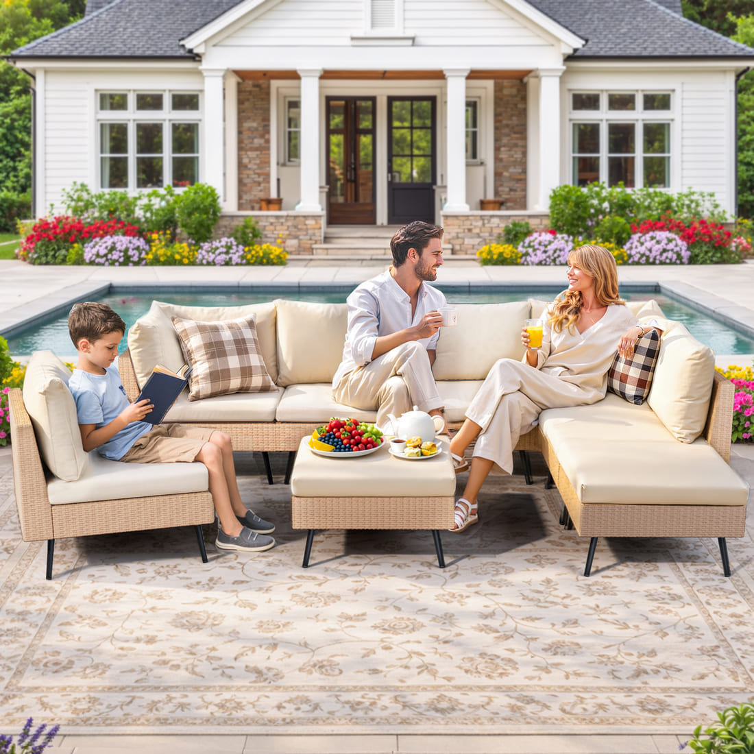 Axis 95.2" Coastal Outdoor Sectional Set, 8-Piece