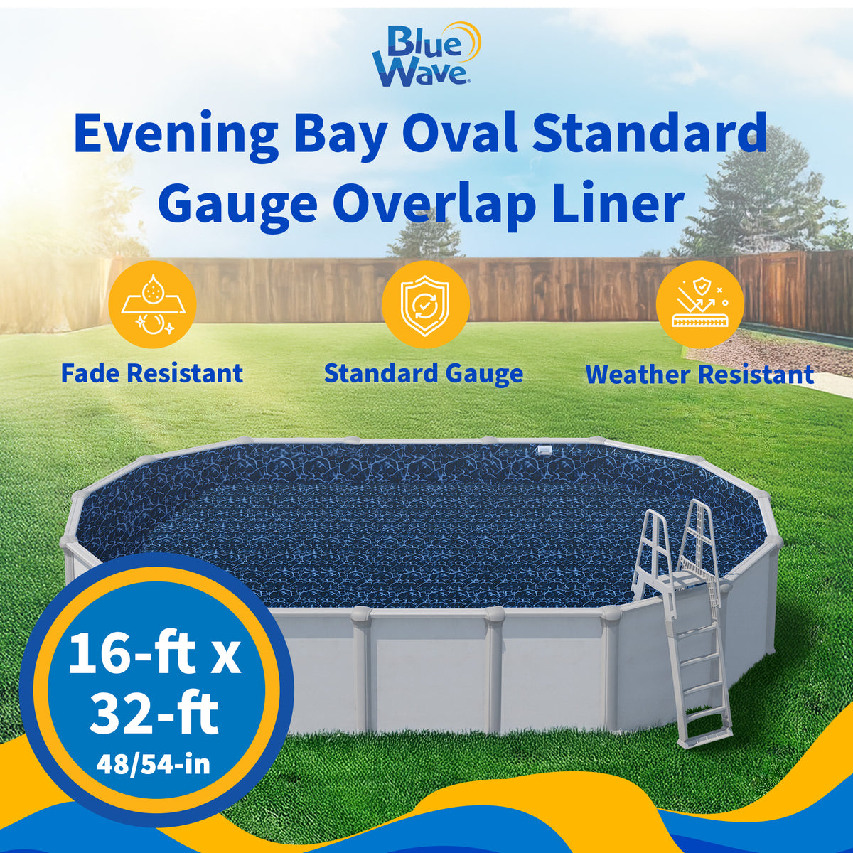 Evening Bay pool liner, 32' x 16' Oval, feature detail (image 3)