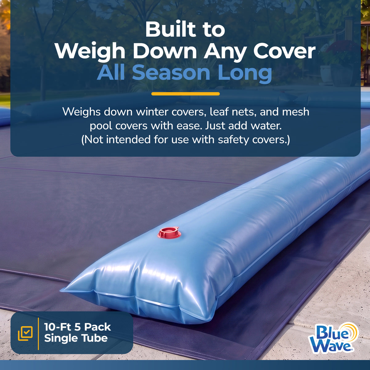 Blue Wave 10' Single Chamber Water Tube, Blue for In Ground Winter Covers, 5-Pack, feature detail (image 2)