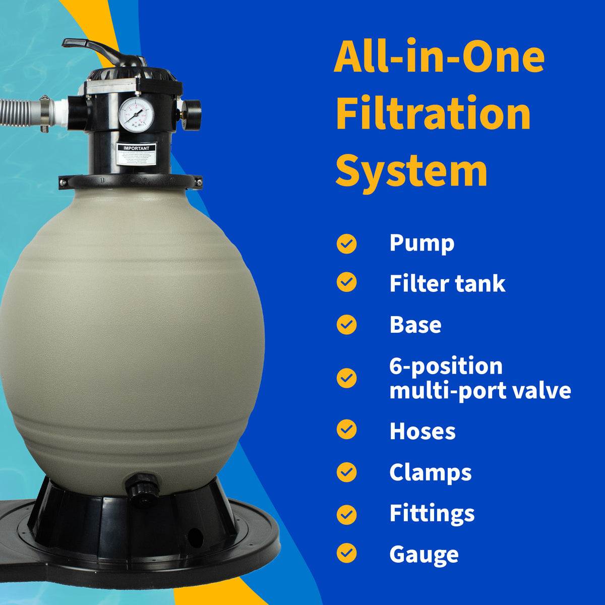 Blue Wave Sandman Sand Filter System w/ 1.5HP Pump, feature detail (image 7)