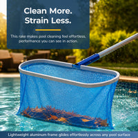 Aluminum Deep Pool Bag Rake with Chemical-Resistant Mesh, feature detail (image 2)