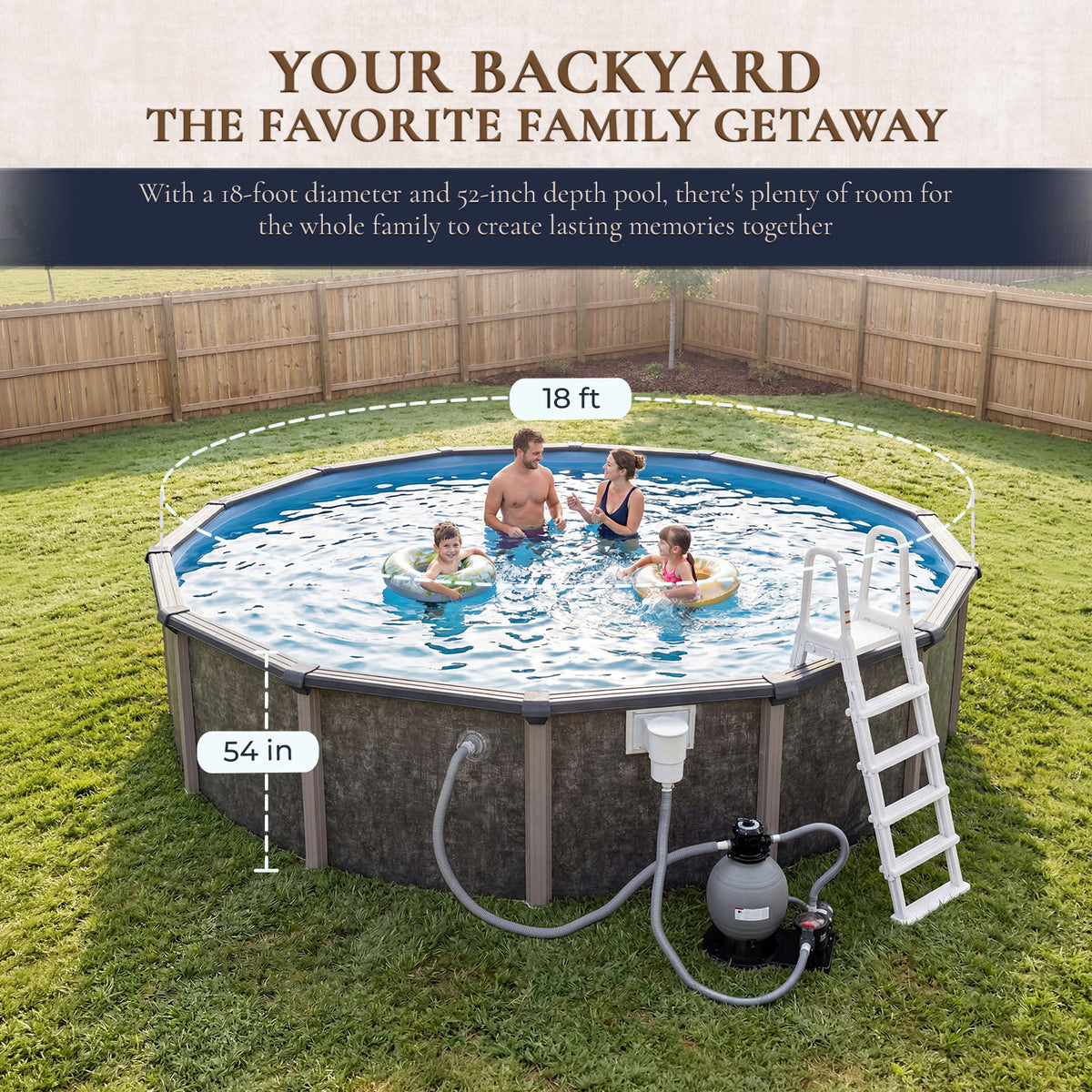 Riviera 18' Round above-ground pool package, feature detail (image 3)