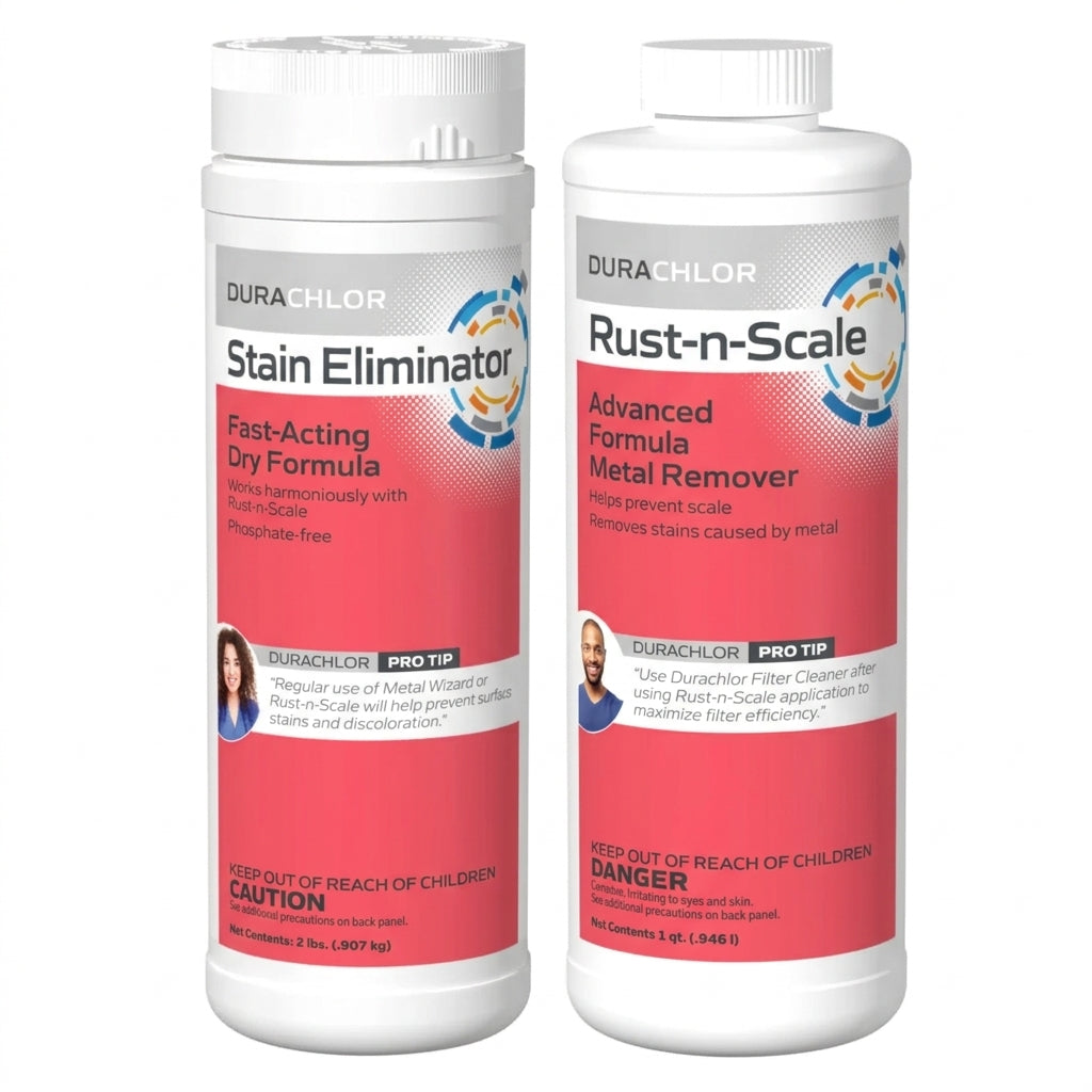 DuraChlor Stain Remove + Prevent Bundle, 2 Lb Stain Eliminator + 1 Qt Rust-N-Scale