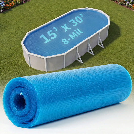 Blue Wave 30' x 15' Oval 8 Mil Blue Solar Cover for Above Ground Pools, NS140