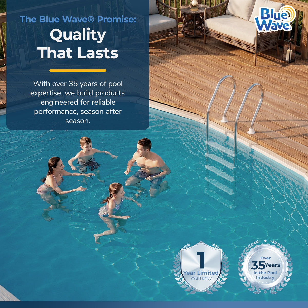 Stainless Steel Reverse Bend In-Pool Ladder for Above Ground Pools, feature detail (image 7)