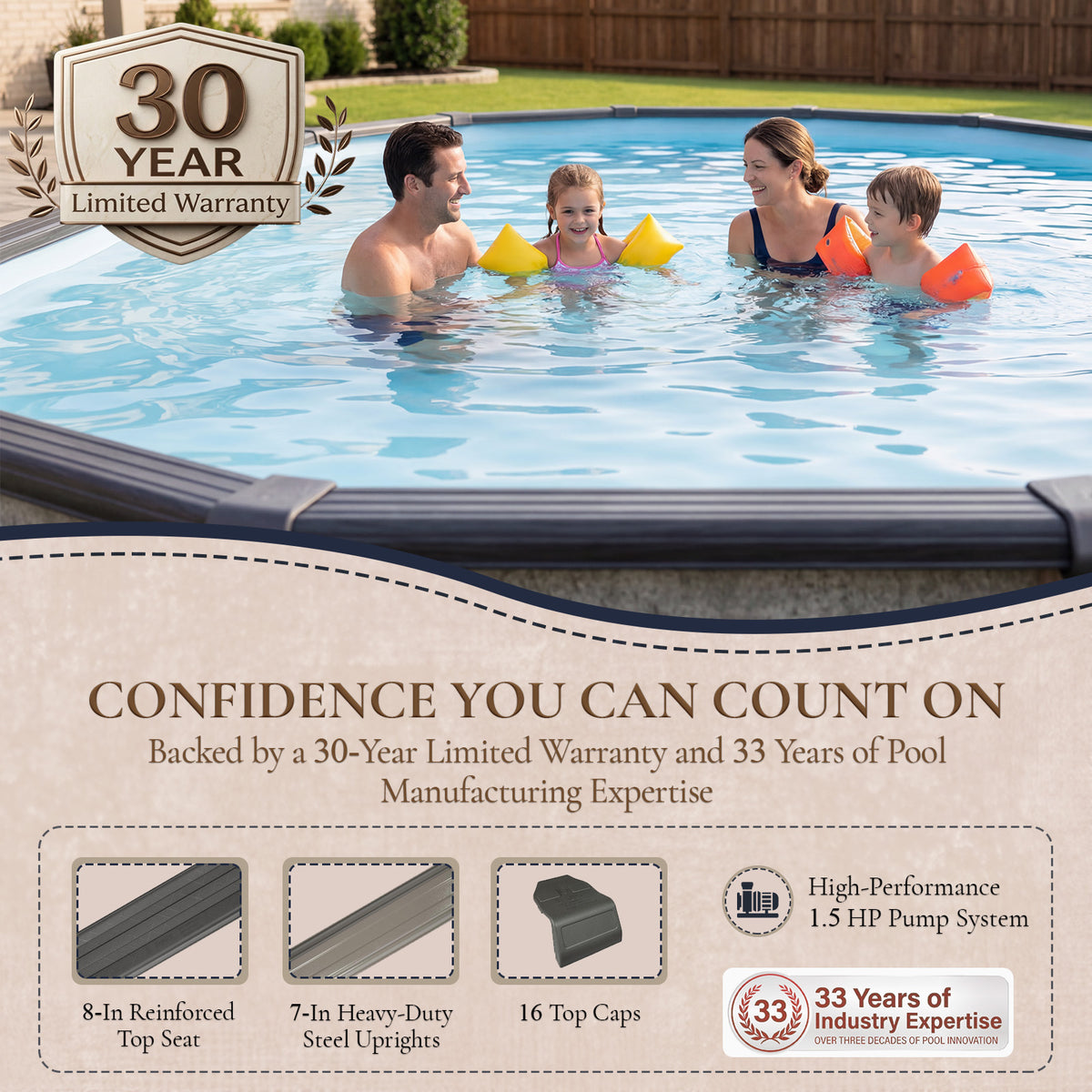 Riviera 30' x 15' Oval above-ground pool package, feature detail (image 6)