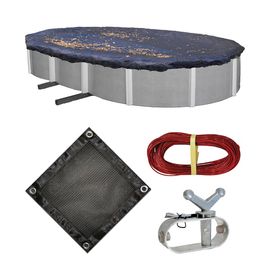 20' x 12' Oval Arctic Armor Leaf Net for Above Ground Pools, Goes Over Winter Cover (3' Overlap)