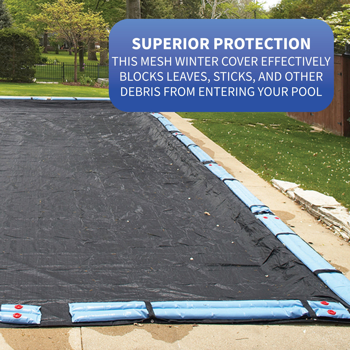 Arctic Armor Rugged Mesh 24' x 40' In-Ground Mesh Winter Pool Cover, Black, 5' Overlap, feature detail (image 3)