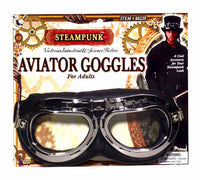 Black and Silver Steampunk Aviator Googles Eyewear