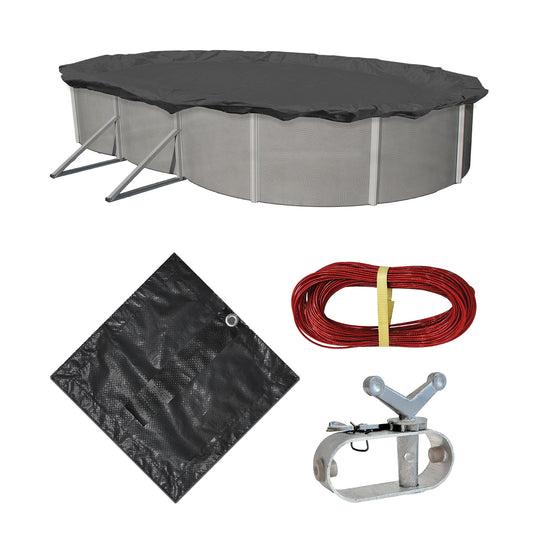 40' x 18' Oval Arctic Armor 10-Year Solid Winter Cover for Above Ground Pools (4' Overlap)