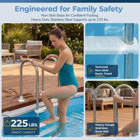 Standard Stainless Steel In-Pool Ladder for Above Ground Pools, feature detail (image 2)