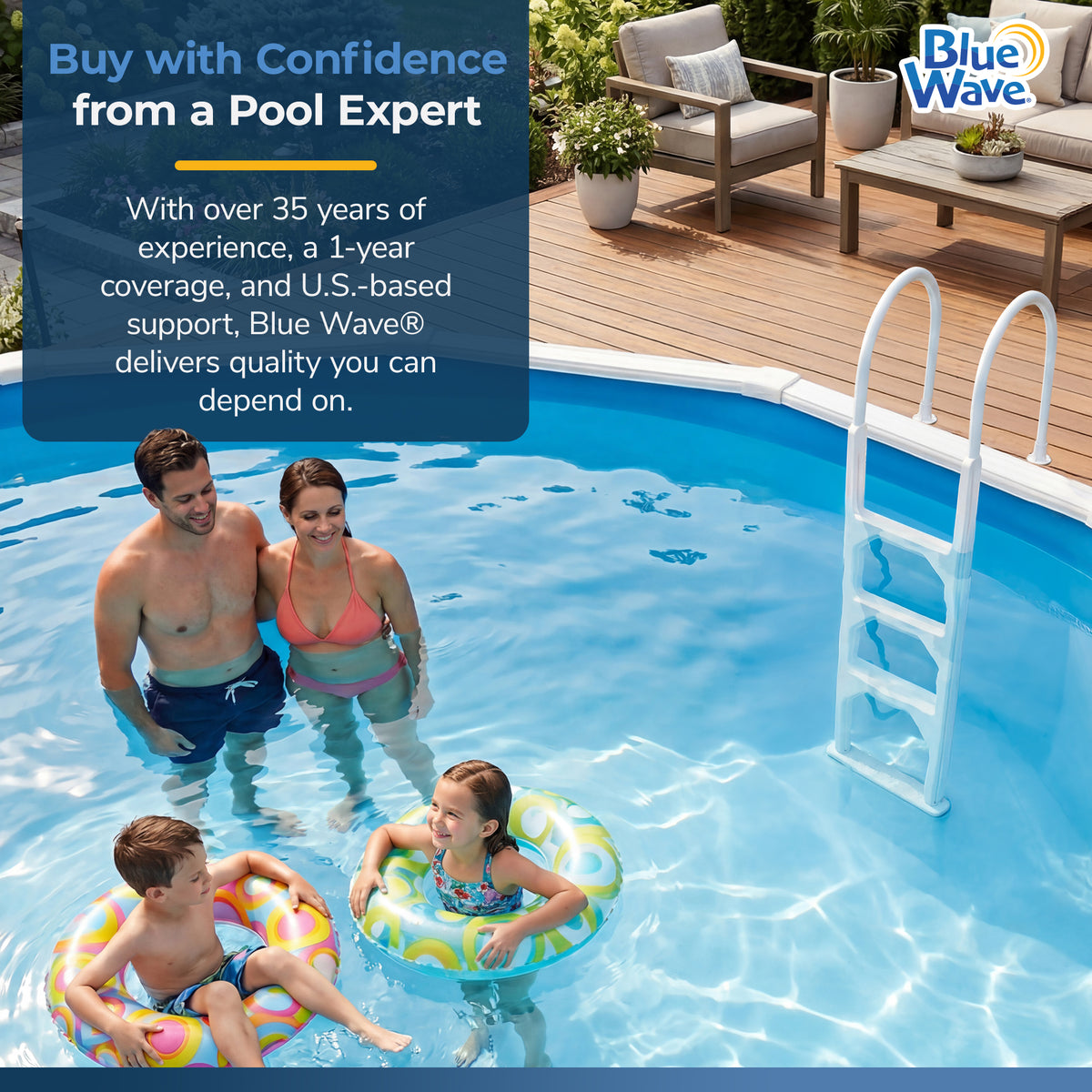 Aluminum/Resin In-Pool Ladder for Above Ground Pools, feature detail (image 7)