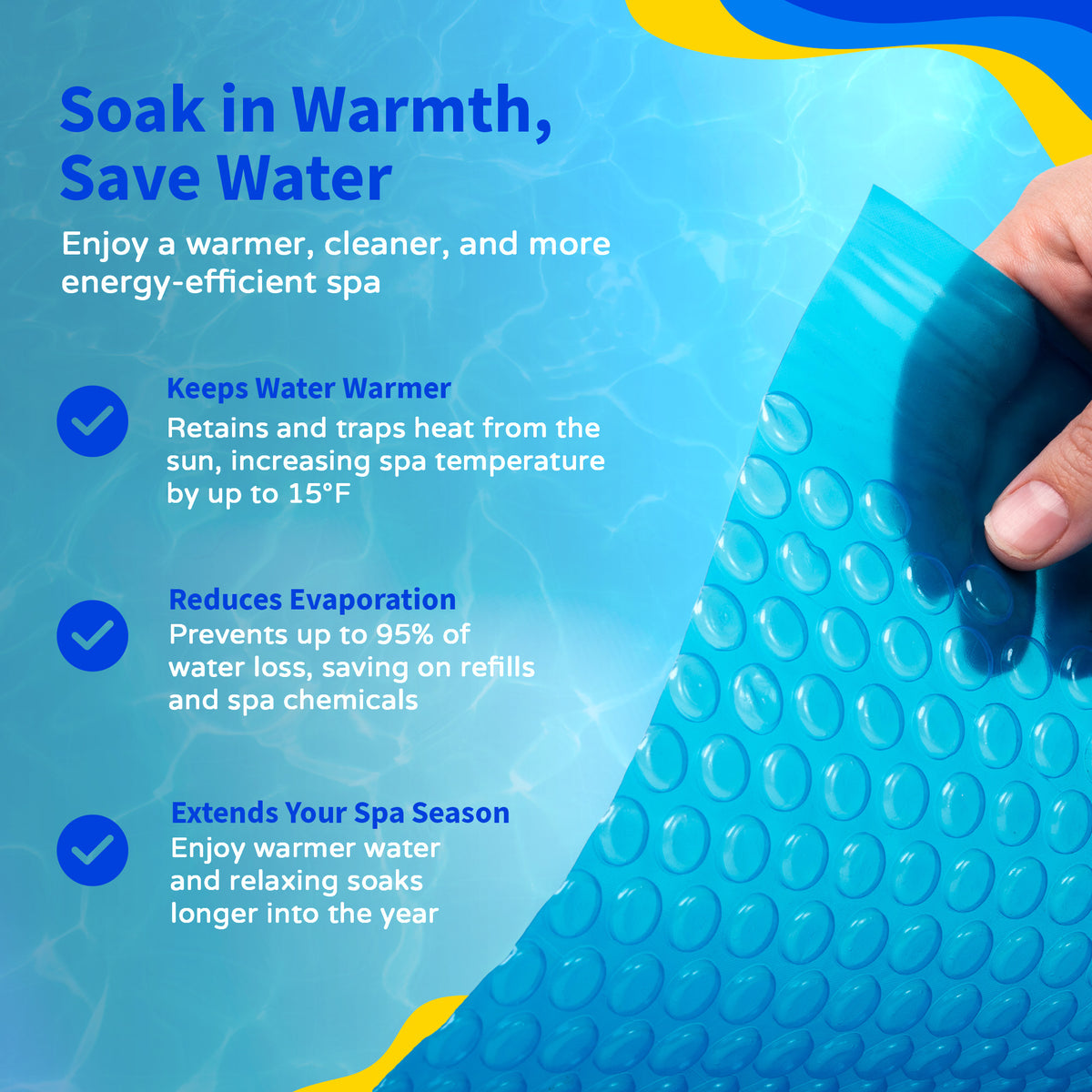 Blue Wave 8' x 7' 12 Mil Blue Solar Blanket for Hot Tubs & Spas, feature detail (image 6)