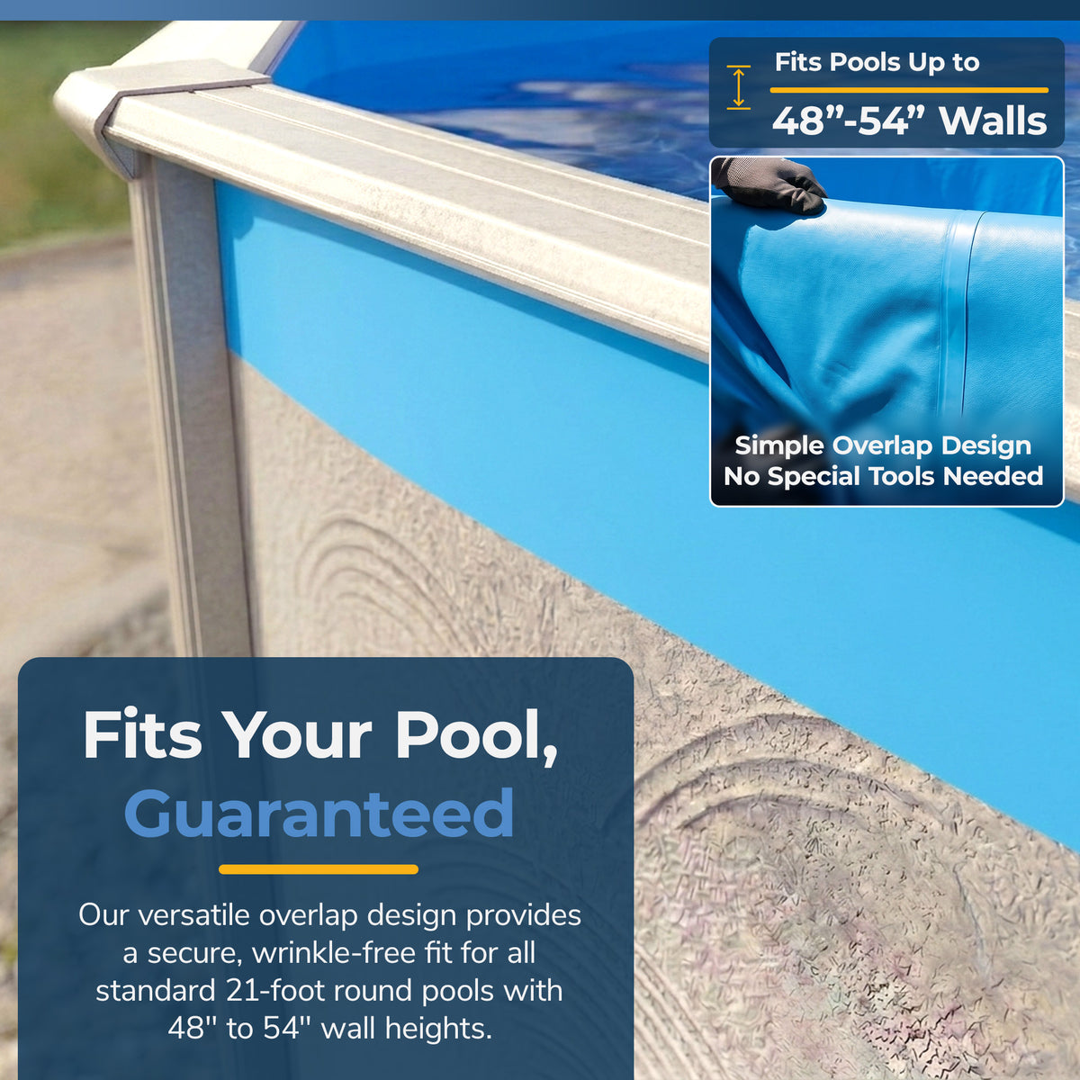 Solid Blue pool liner, 21' Round, feature detail (image 4)