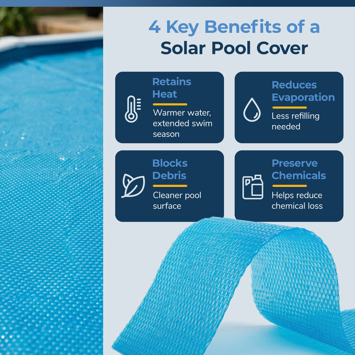 Blue Wave 24' Round 8 Mil Blue Solar Cover for Above Ground Pools, feature detail (image 6)